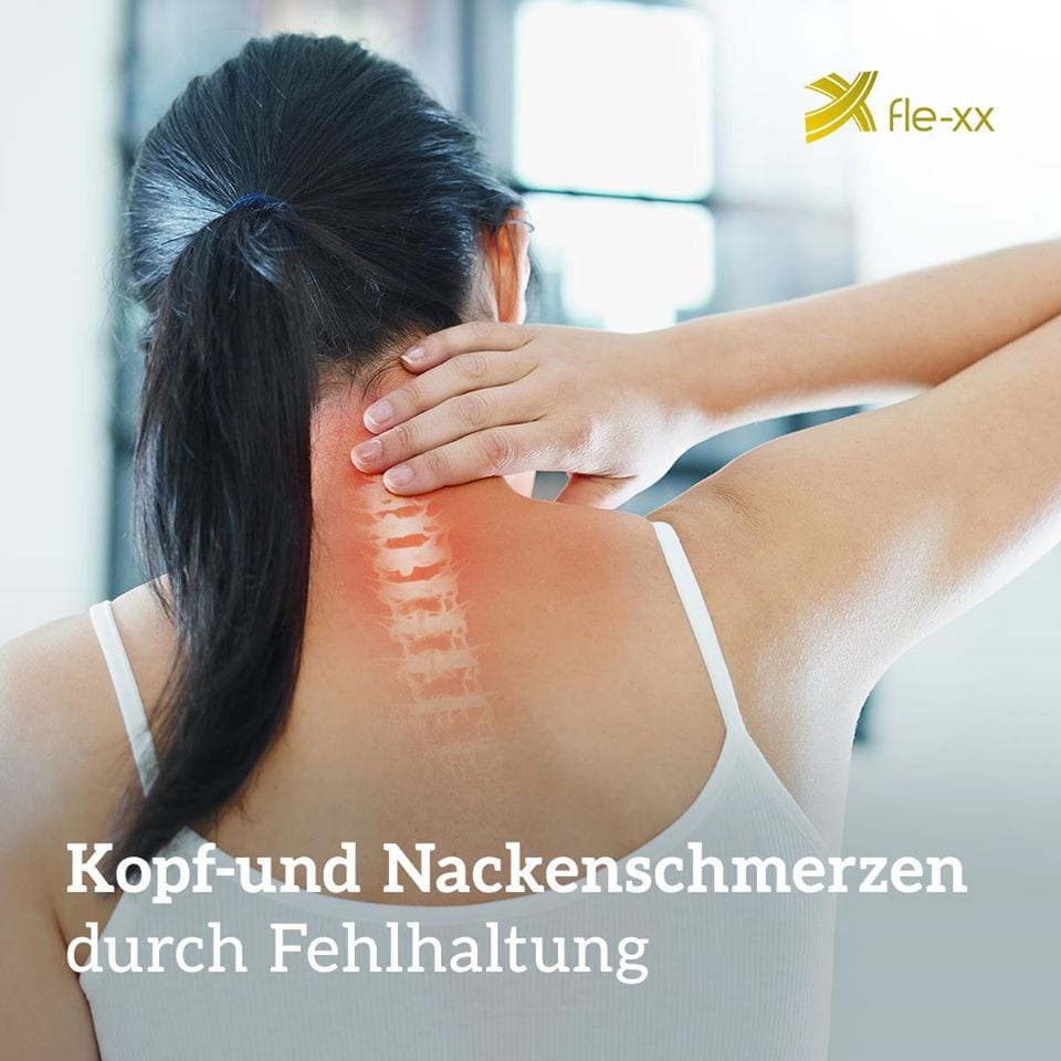 fle-xx Infografik: Kopf- und Nackenschmerzen durch Fehlhaltung